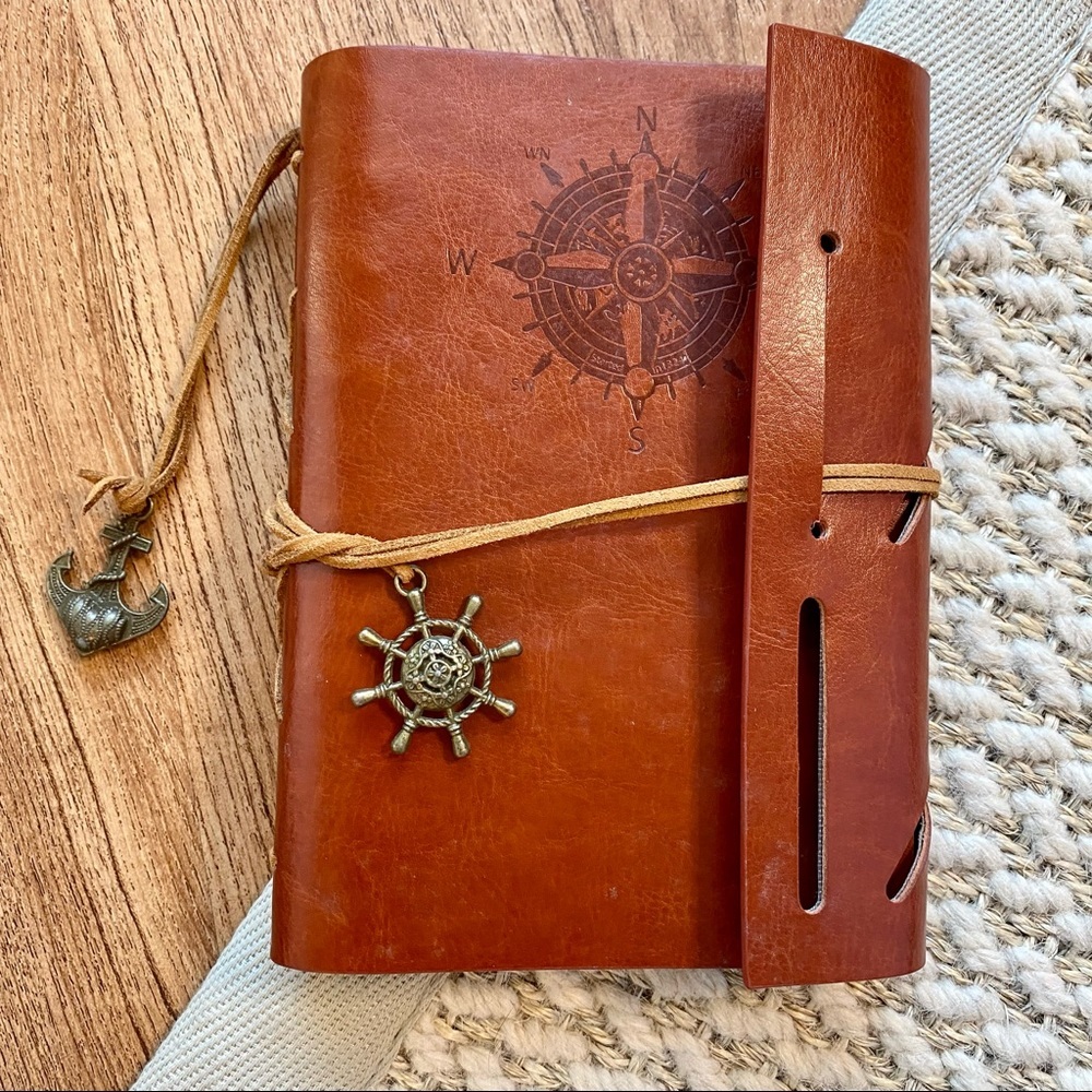 Leather Bound Travel Journal Refillable Binder Clasp